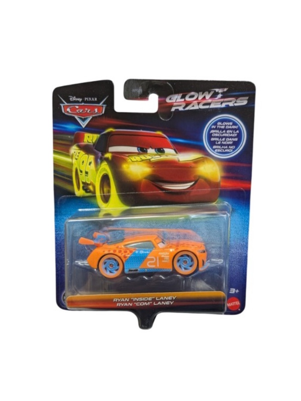 NIP. Disney Pixar Cars Glow Racers Ryan "Inside" Laney Orange Toy Car
